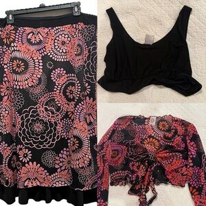 JW Maternity stretch mesh jersey floral maternity dress, top, & skirt L